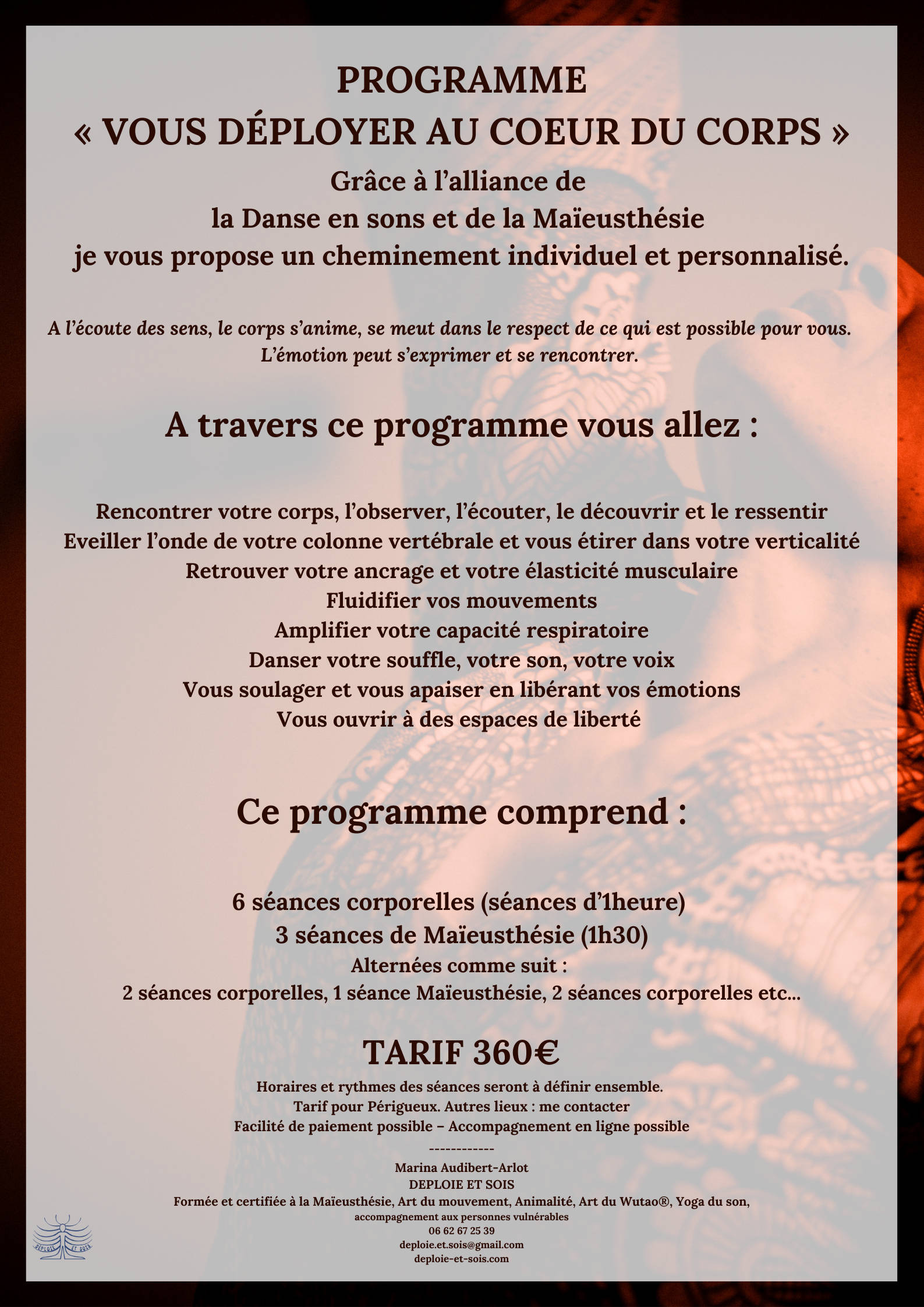 Marina Audibert Périgueux, se déployer au cœur du corps